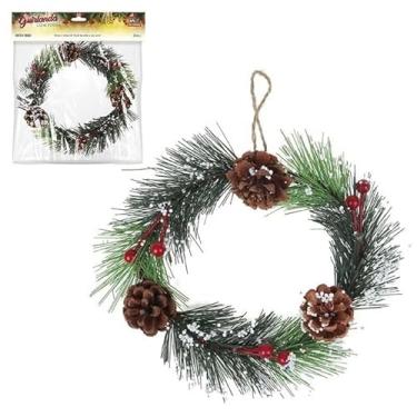 Imagem de Guirlanda Natalina 19cm Decoração Zein com Pinhas