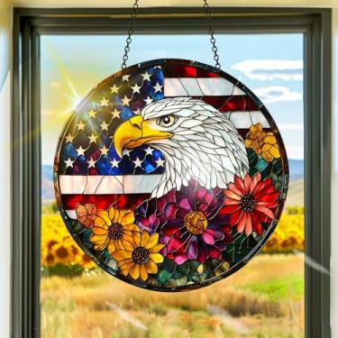 Imagem de Apanhador solar de acrílico colorido, decoração de janela suspensa de águia, arco-íris, para sala de estar, quarto, varanda, interior e exterior, jardim, enfeites de Natal, 19 x 19 cm