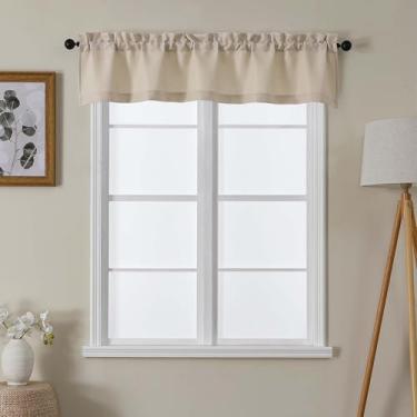 Imagem de Lecloud Saia para cortinas de janela de 30 cm de comprimento, cortina de cozinha pequena moderna com filtragem de luz, cortinas de serapilheira para casa de fazenda de estopa com bolso para varões