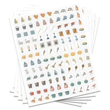 Imagem de GOMAKERER 600 adesivos de agenda, adesivos de planejador de tarefas domésticas, adesivos essenciais para uso doméstico, decoração, planejamento, scrapbooking, 1,5 x 1,5 cm