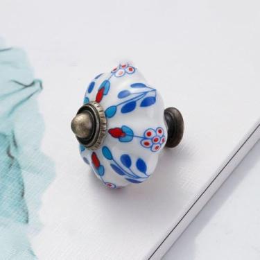 Imagem de Puxador de abóbora, decoração de porta de armário, cerâmica e ligas, puxador de móveis, várias cores, porta vintage (estilo 11)