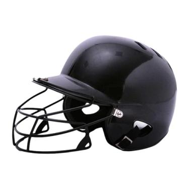 Imagem de YIJU Capacete de rebatidas de beisebol com capacete de softball de guarda de máscara para partida de torneio, Preto