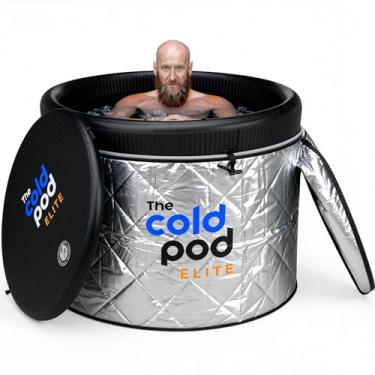Imagem de The Cold Pod Banheira de gelo com isolamento Elite, banheira portátil de 120 galões com tampa isolada de nave espacial, compatível com chiller