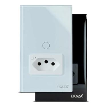 Imagem de EKAZA INTERRUPTOR WIFI 1 BOTÃO BRANCO COM TOMADA 20A