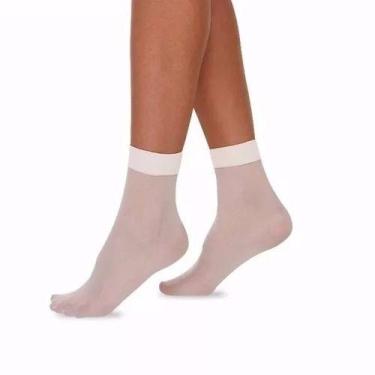 Imagem de 10 Pares Meia Fina Soquete Feminina Cor Pele/ Preto/ Branco - HHW, Bra