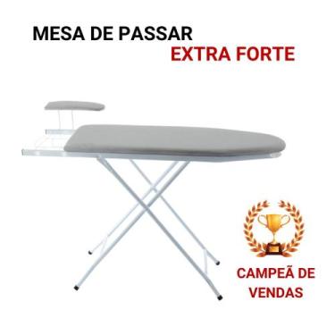 Imagem de Mesa de Passar Roupas Extra Forte com Passa Mangas Passadeira Tábua Do