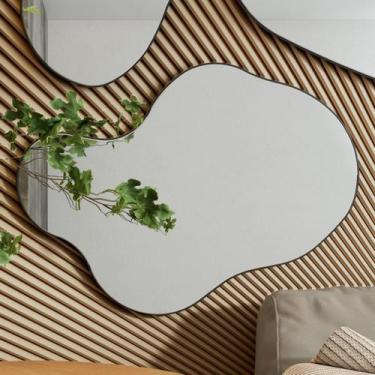 Imagem de Espelho Decorativo Orgânico 89cm 100% Mdf Preto Fosco Es17 - Dalla Cos