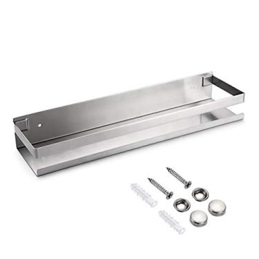 Imagem de Prateleira de banheiro OwnMy para banheiro de aço inoxidável para banheiro, cesto de cozinha, box de chuveiro, metal à prova de ferrugem, prateleiras flutuantes de armazenamento de banheiro, prateleiras de parede montadas no chuveiro, canto retangular, prateleira - 40 cm prata