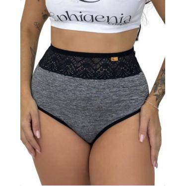 Imagem de Calcinha Suplex Cós Alto Renda Lingerie Conforto Charmosa Elegante Fem