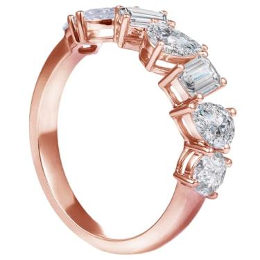 Imagem de fook doll 0,7 quilate/1,4 quilate/2,1 quilates (ctw) ouro branco maciço 14 quilates / ouro amarelo / ouro rosa diamante cultivado em laboratório sete pedras eternidade aniversário de casamento anel