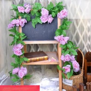 Imagem de Flores artificiais - flor de seda com hastes rosa rosa arranjos florais falsos para casa de banho escritório mesa central prateleira decoração de casamento