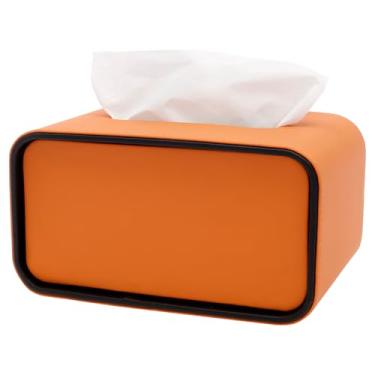 Imagem de Capa de caixa de lenços retangular, suporte de caixa de lenços domésticos de couro PU, porta-guardanapos, 20,5 x 13 x 11 cm, dispensador de papel para bancada, quarto, carro, escritório, banheiro