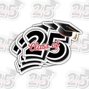 Imagem de (3 peças) Adesivos de formatura Class of 2025 - Conjunto de 3 decalques de vinil para laptop, garrafa de água, telefone, carro, janela, capacete - Decorações de formatura para idosos de 2025 (7,6 cm)