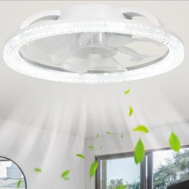 Imagem de DINGLILIGHTING Soquete de luz para ventiladores de teto: Luz LED de ventilador de teto de 30 W - Ventilador de teto de 30 W para quarto, cozinha, garagem, pátio - Ventilador regulável em 3 cores com