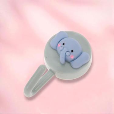 Imagem de 1 gancho utilitário gancho adesivo elefante plástico azul claro 5 x 3 cm