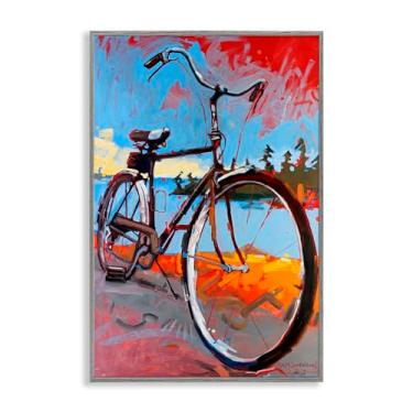 Imagem de Stupell Industries Arte giclée emoldurada cinza Tonight Bicycle Journey, design de Adam Swanson, 18 x 12