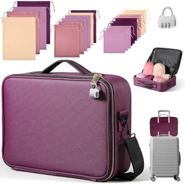 Imagem de Eccliy Organizador de bolsa de armazenamento de brinquedos para adultos com 20 sacos de cordão de tamanhos diferentes, caixas de armazenamento de brinquedos para mulheres e homens (Roxo, 37 x 26 x 9