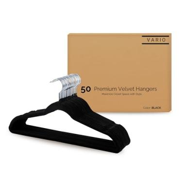 Imagem de Pacote com 50 cabides de veludo – Cabides resistentes e antiderrapantes com ganchos cromados | Design fino e econômico para casacos, ternos e blusas plus size