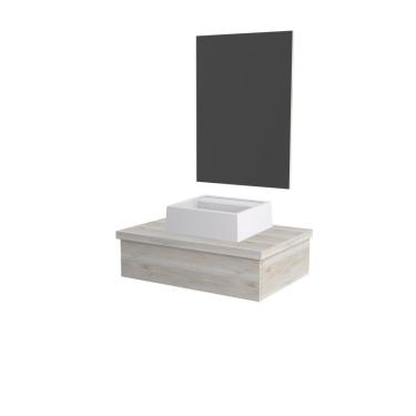 Imagem de Conjunto Bancada C-cuba Q32 E Espelheira Metrópole 601 Preto ônix Snow