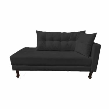 Imagem de Divã Recamier Troya 1,40 Cm Lado Direito Suede Preto