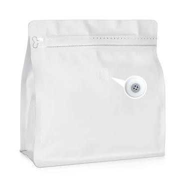 Imagem de Sacos de café de 50 unidades de 473 ml com válvula, sacos de embalagem de grãos de café ventilados de 50 kg, folha de alumínio de alta barreira, fundo plano, selado a calor, zíper lateral, saco de