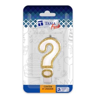 Imagem de Vela de Aniversário Diamante Branco com Dourado – Caixa com 10 Unidades