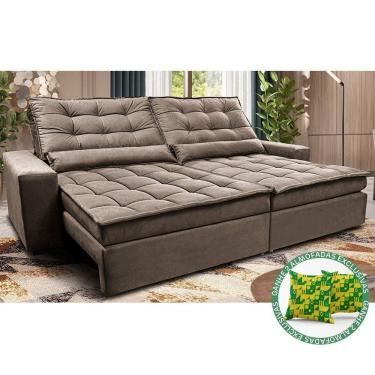 Imagem de Sofá Retrátil E Reclinável 2,12m Molas Ensacadas Cama Inbox Catar Velusoft Castor