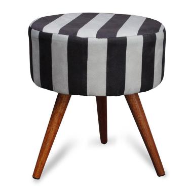 Imagem de Puff Cama Inbox Hamburgo Redondo Com Pés Em Madeira Maciça Tecido Suede