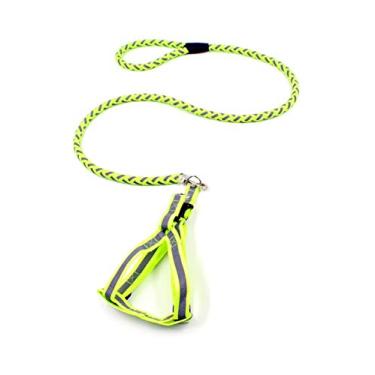 Imagem de Coleira para cães de estimação corda redonda refletora correia para cães com peitoral corrente para filhotes conjunto de coleira para cães pequenos cães