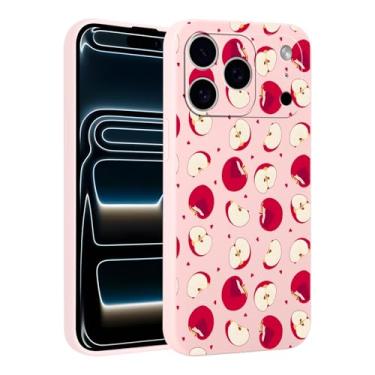 Imagem de FBHGLOA Capa de telefone para iPhone 17 Pro Max de 6,9 polegadas, linda estética com colagem de amor de maçã, design criativo de frutas mordidas, capa de telefone com moldura fina e macia TPU