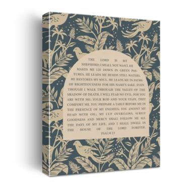 Imagem de Arte de parede em tela cristã decoração salmo 23 o Senhor é meu pastor escritura pôster impresso versículo bíblico arte emoldurada para casa sala de estar berçário decoração de igreja, 29 x 37