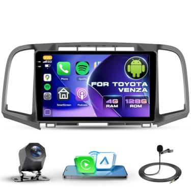 Imagem de Rádio automotivo de atualização 4G + 128G para Toyota Venza 2008-2016, Driauto 22.9 cm estéreo para carro duplo com carplay sem fio e link de espelho automotivo Android, Bluetooth, WiFi, GPS, Navi