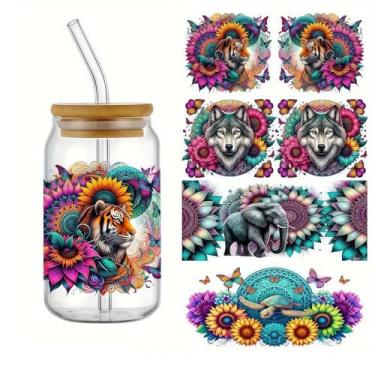Imagem de UV DTF Cup Wraps Winter UV DTF Transfer Adesivo à prova d'água para copos de vidro, móveis, artesanato, faça você mesmo, adesivos de transferência para garrafa de água DIY, decalque para laptop, carro