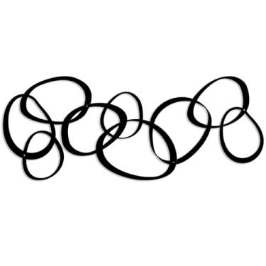 Imagem de Pigort Arte de parede abstrata de metal preto minimalista decoração linha arte decoração de parede, esculturas de parede texturizadas 3D, para sala de estar, quarto, banheiro, escritório, conjunto de