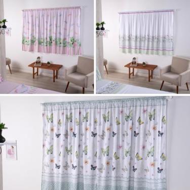 Imagem de Cortina Infantil e Juvenil Girl para Varão Simples Duplo 2m Estampa Digital 2,00x1,50m Libélulas