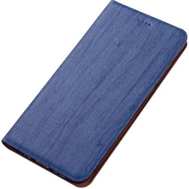 Imagem de POYUFRG Capa carteira para Xiaomi 17 Pro Max/17 Pro/17, capa de couro com padrão de árvore retrô com suporte de cartão, azul, 17