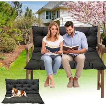 Imagem de Almofadas de balanço à prova d'água para ambientes externos - Capas de assento de pátio resistentes a UV para jardim/deck/varanda, substituição durável para balanços de banco e cadeira (preto, 152 x