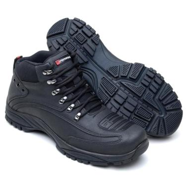 Imagem de Bota Coturno Preta Tratorada Masculina Couro Cano Médio-Masculino