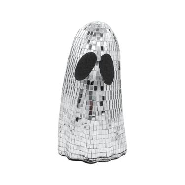 Imagem de Decoração de mesa fantasma bola de discoteca - decoração de fantasmas de discoteca de Halloween com glitter para mesa, cornija e bandeja em camadas - Exibição de placa de ornamento de fantasma interno