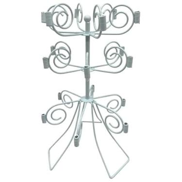 Imagem de Suporte para bolo/pirulito estilo vingage branco, suporte de 3 camadas para bolo/pirulitos, 18 peças de mesa de sobremesa para festa, chá de bebê, aniversário, casamento, festa do chá (12,7 cm x 12,7