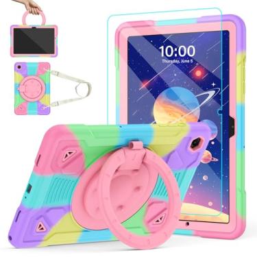 Imagem de TOMORRY Capa para Samsung Galaxy Tab A9+/A9 Plus 11 polegadas 2023 com protetor de tela, suporte giratório de 360° e alça de ombro, capa à prova de choque para tablet Tab A9 Plus infantil (colorida)