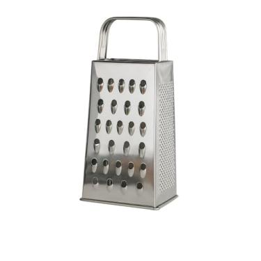 Imagem de Ralador 4 Faces em Aço Inox 18cm com Cortes Fino, Médio, Grosso e Fatiador – Utensílio de Cozinha