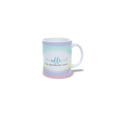 Imagem de caneca cerâmica branca 325ml dia do professor, corujinha professora, com nome personalizado e lera inicial do nome (u)