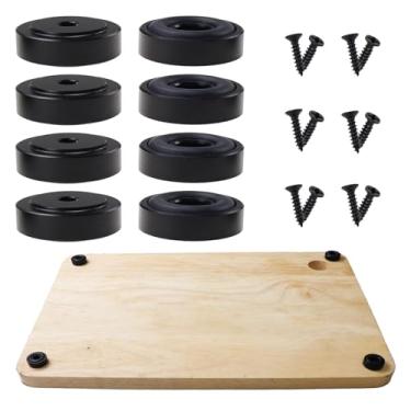 Imagem de Nihfien Pés de metal palete com parafusos, bloco de açougueiro de 3 x 0,39 cm de altura, almofadas antiderrapantes para madeira, tábua de corte de bambu (conjunto com 8), preto