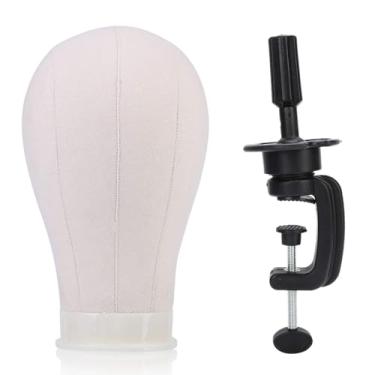Imagem de Modelo de manequim de cabeça de exibição de peruca de lona, ​​suporte de mesa estável de alta qualidade para fazer perucas, estilo e exibição de chapéu, 3 tamanhos, 21 polegadas, (22 polegadas)