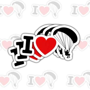 Imagem de 3 adesivos I Love Skydiving, decalques engraçados de vinil de paraquedas para esportes radicais para laptop, caderno, diário, garrafa hidráulica, garrafa de água, para-choques de carro, presente para