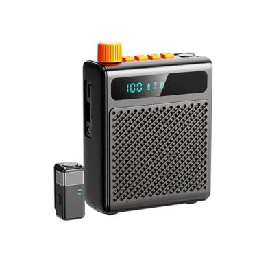 Imagem de SUNGOOYUE Amplificador de Voz Portátil, Mini Megafone Recarregável de Som Alto de 25w Com Microfone de Fone de Ouvido para Professores Apresentadores Guias Turísticos (Preta)