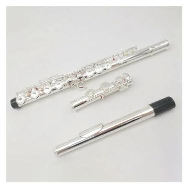 Imagem de Flauta transversal banhada a prata cuproníquel com furo fechado com 16 furos com caixa de armazenamento