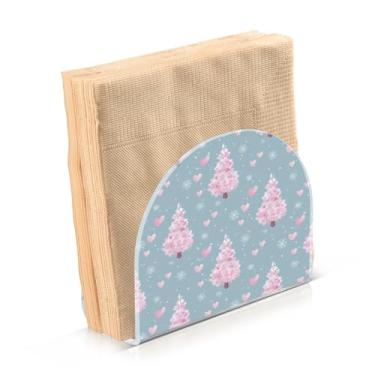 Imagem de Blueangle Porta-guardanapos de árvore de Natal rosa - decoração de mesa de acrílico à prova de vento para cozinha e casa, dispensador de lenços de férias com porta-guardanapos verticais (722)