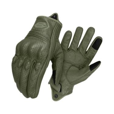 Imagem de Luvas De Couro Para Motocicleta Impermeáveis E Respiráveis, Dedo Intei